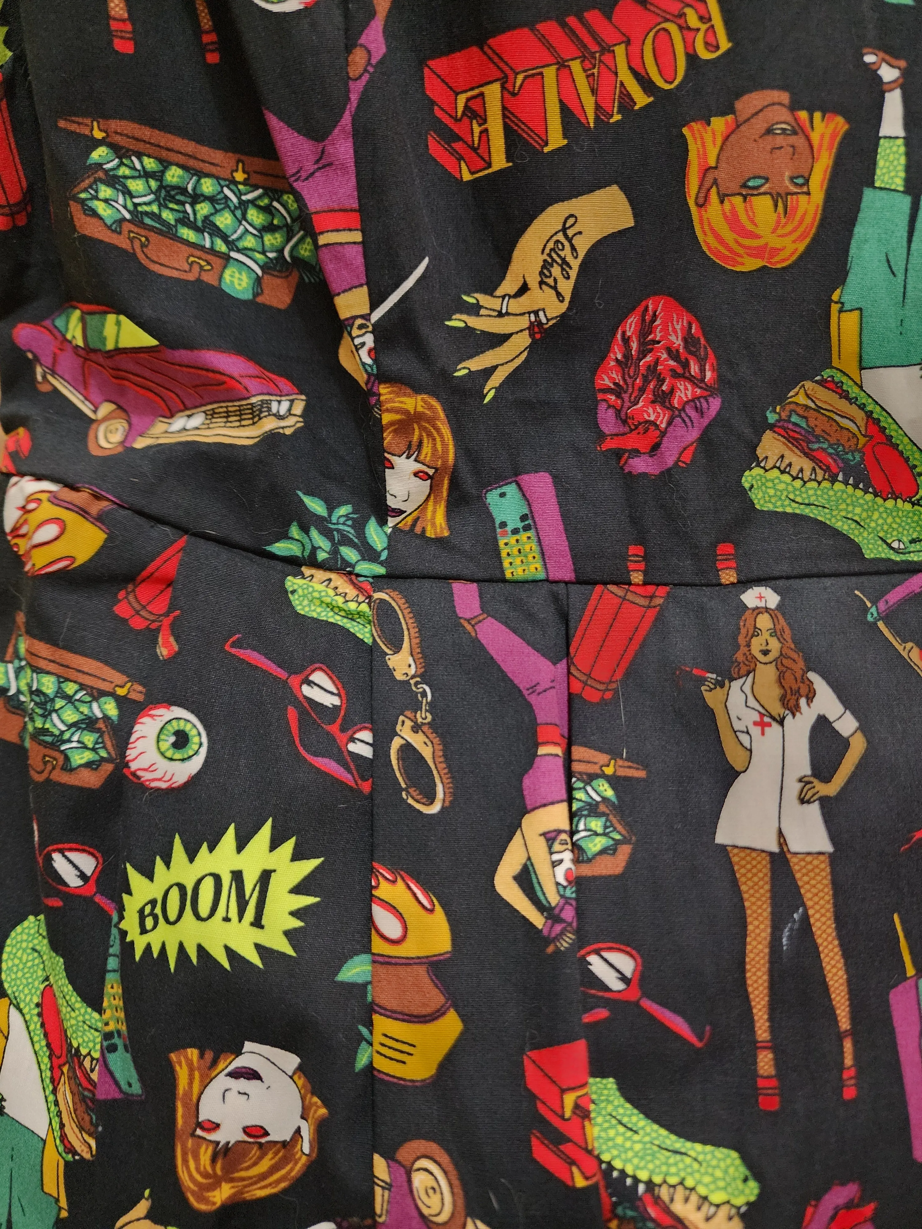 Dangerfield black quirky print dress size 8