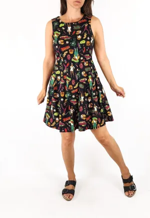 Dangerfield black quirky print dress size 8
