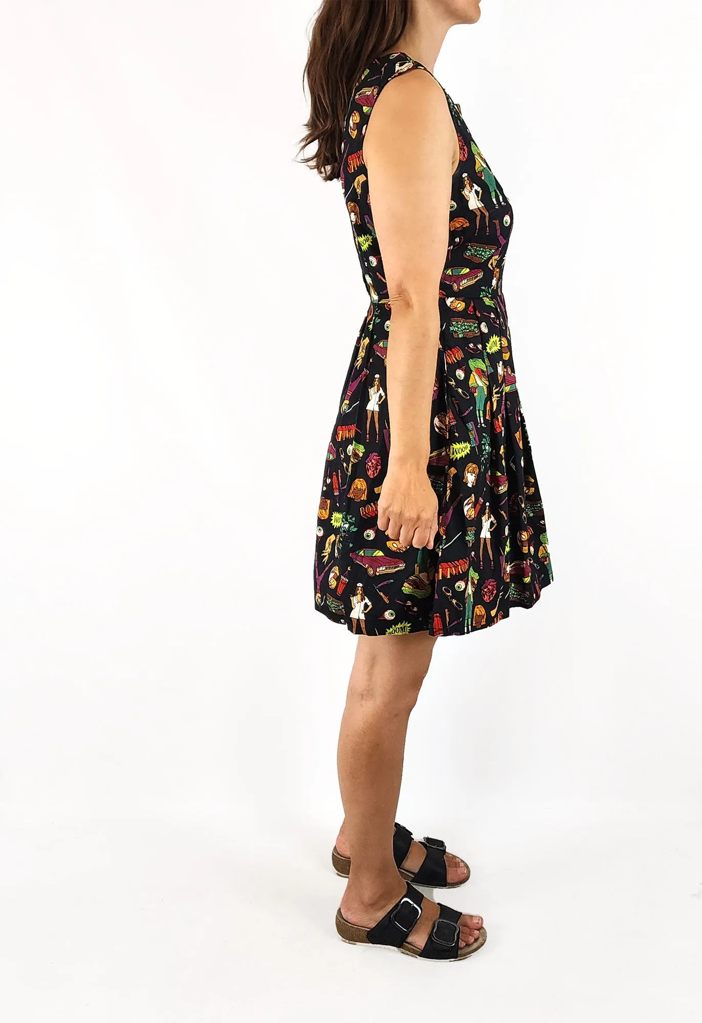 Dangerfield black quirky print dress size 8