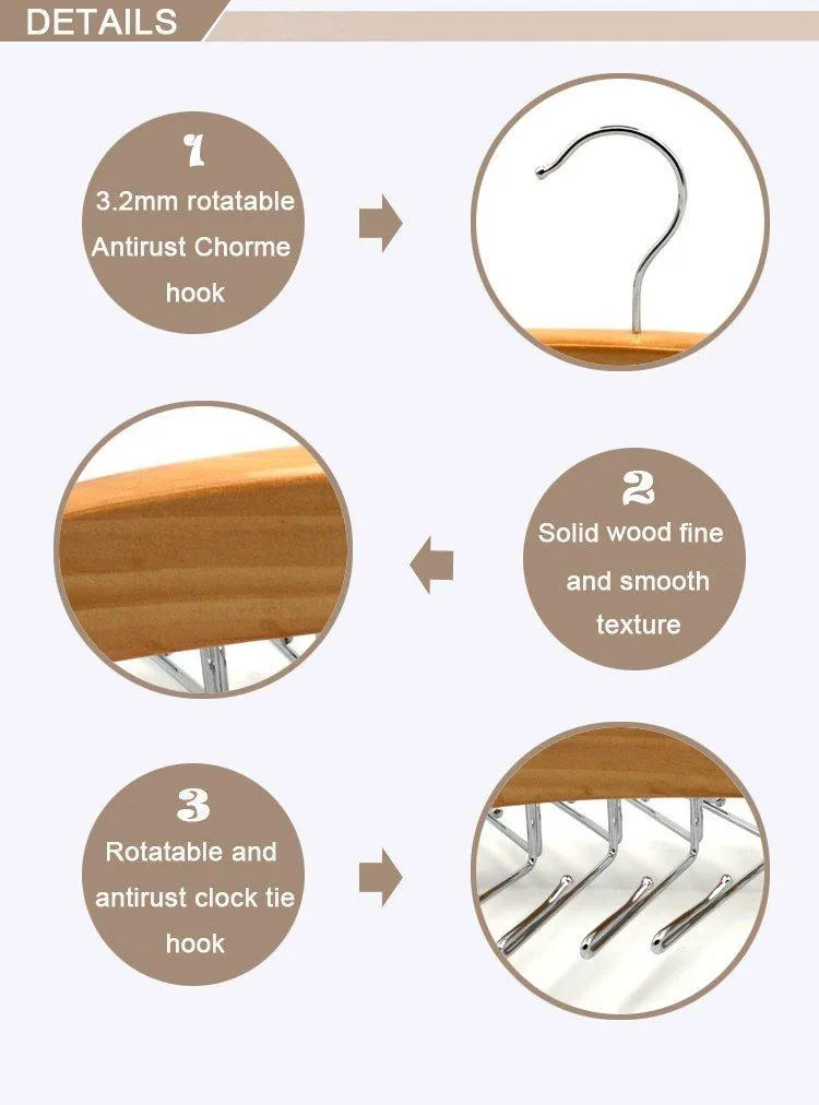 Dbao Pro Tie Rack for Closet,Premium Natural Wooden Tie Hanger Organizer with 24 Rotatable Swivel Metal Stainless Steel Hook,for Men Women Scarf Tie Belt Versatility Rack Organizer Hanger.