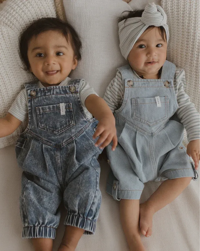 Denim Overall Shorts - Baby Blue