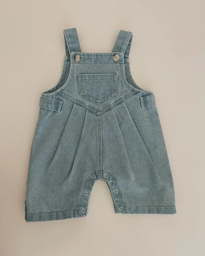 Denim Overall Shorts - Baby Blue