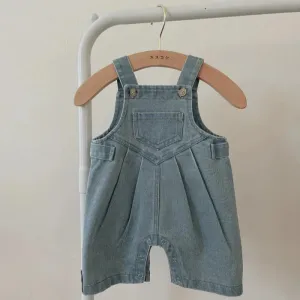 Denim Overall Shorts - Baby Blue