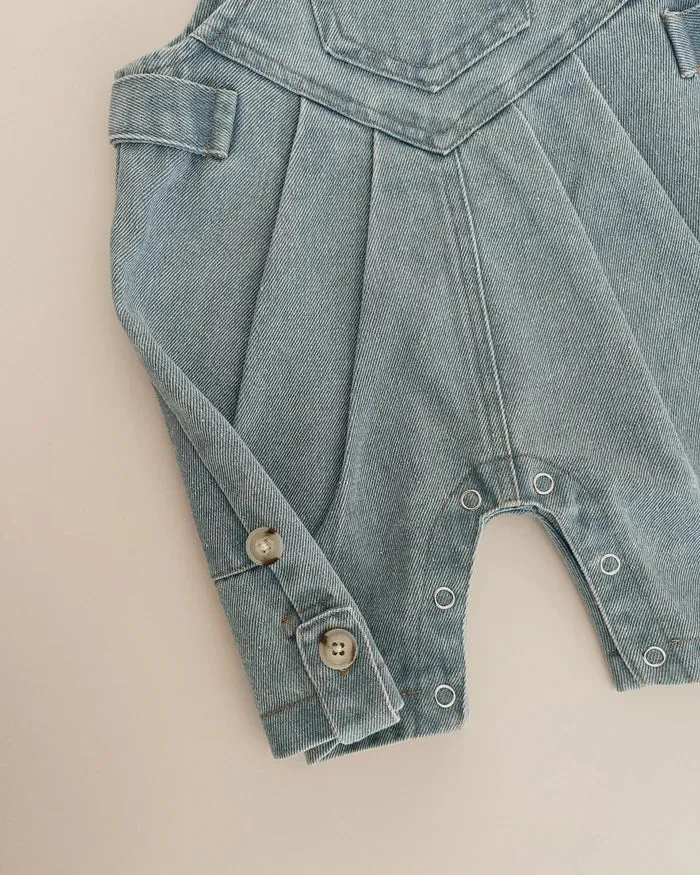Denim Overall Shorts - Baby Blue