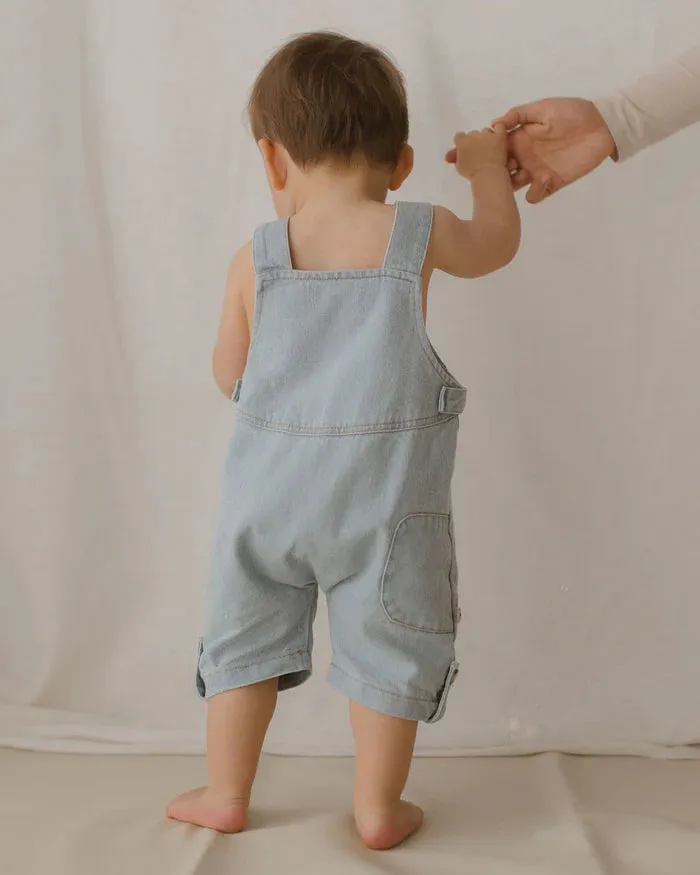 Denim Overall Shorts - Baby Blue