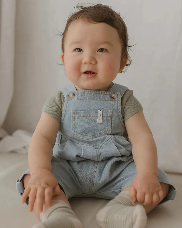 Denim Overall Shorts - Baby Blue