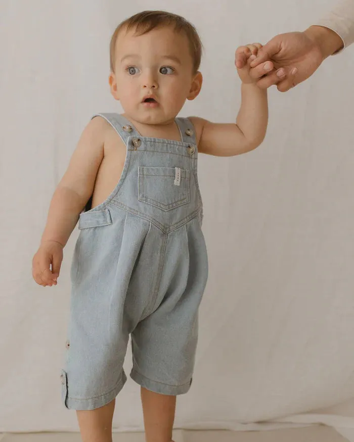 Denim Overall Shorts - Baby Blue