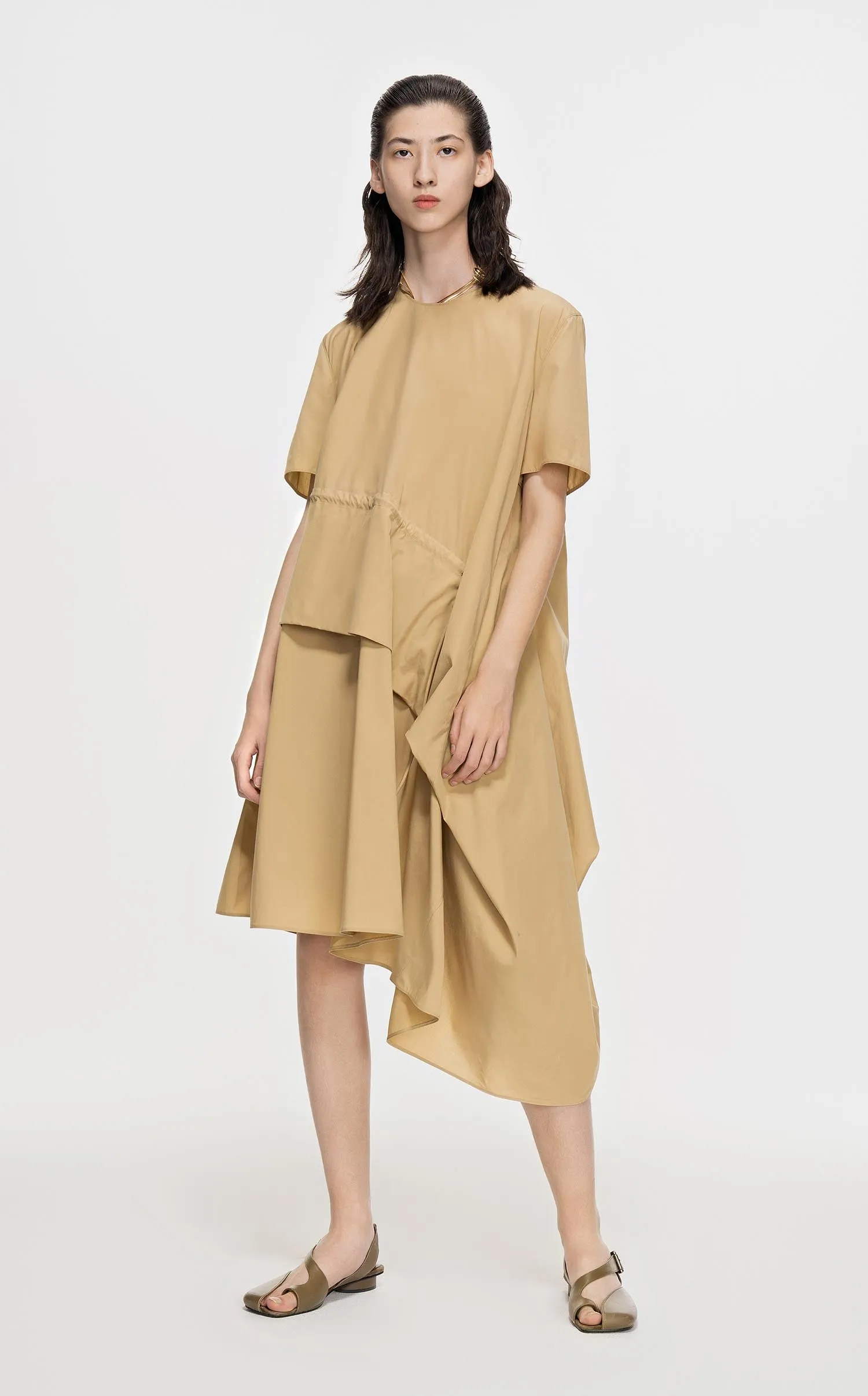 Dresses / JNBY Crewneck Layered Short Sleeve Dress (100% Cotton)