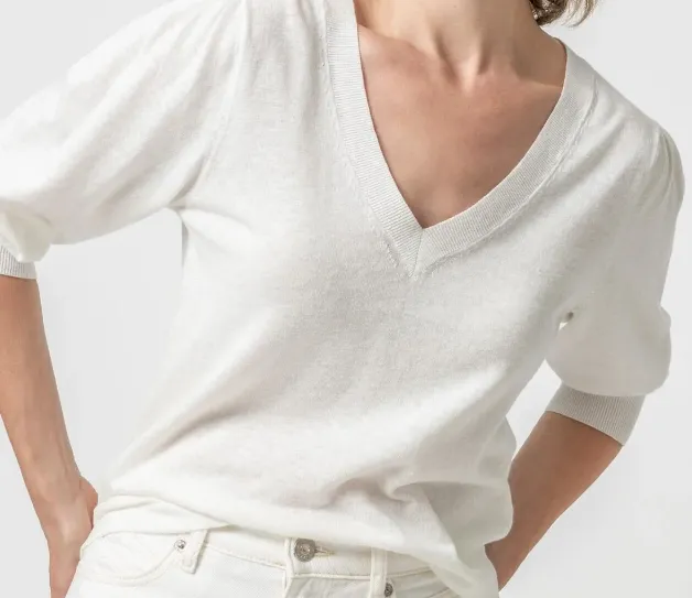 Elbow Sleeve Split Neck