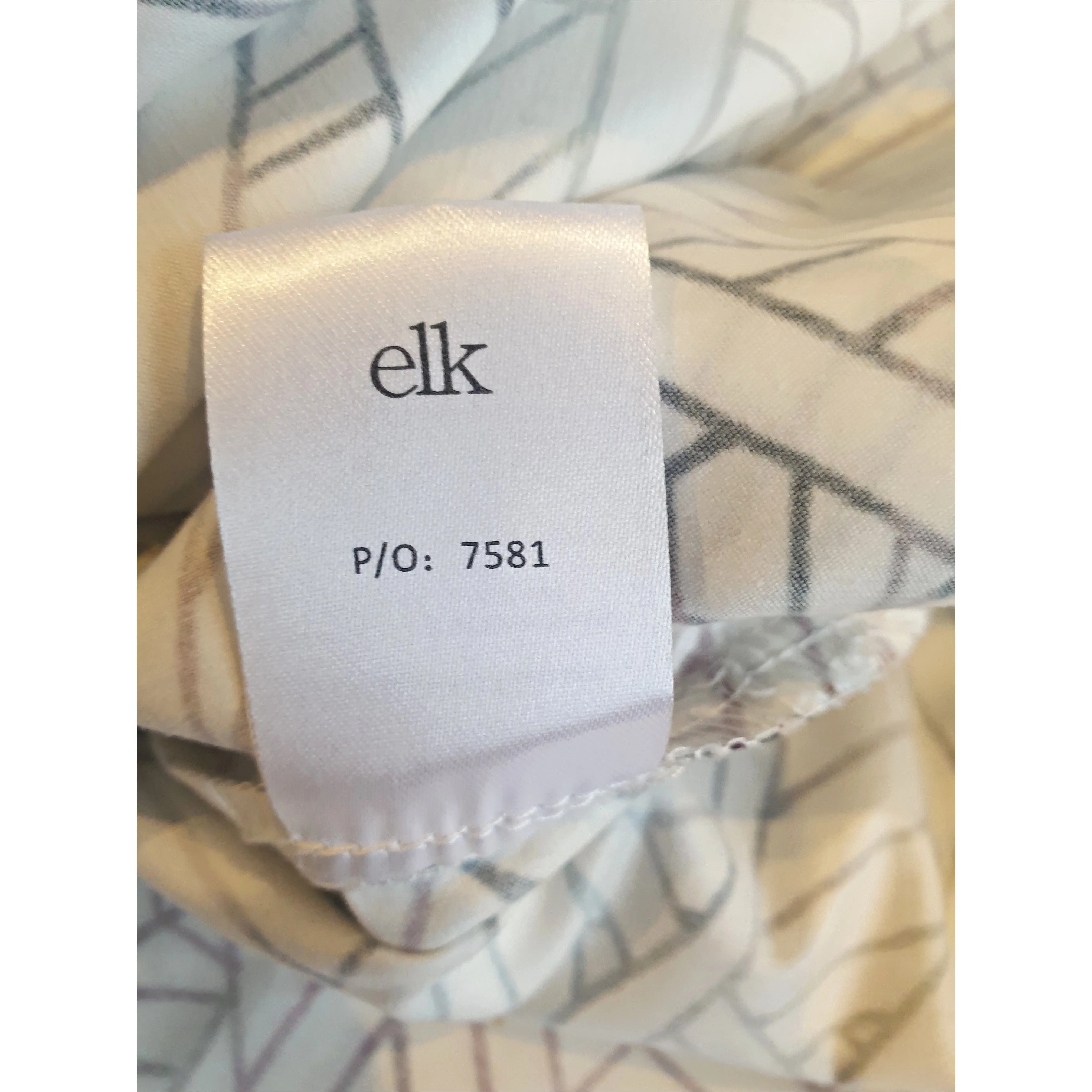 Elk white straw print skirt with elastic waist tie size S (best fits 8)