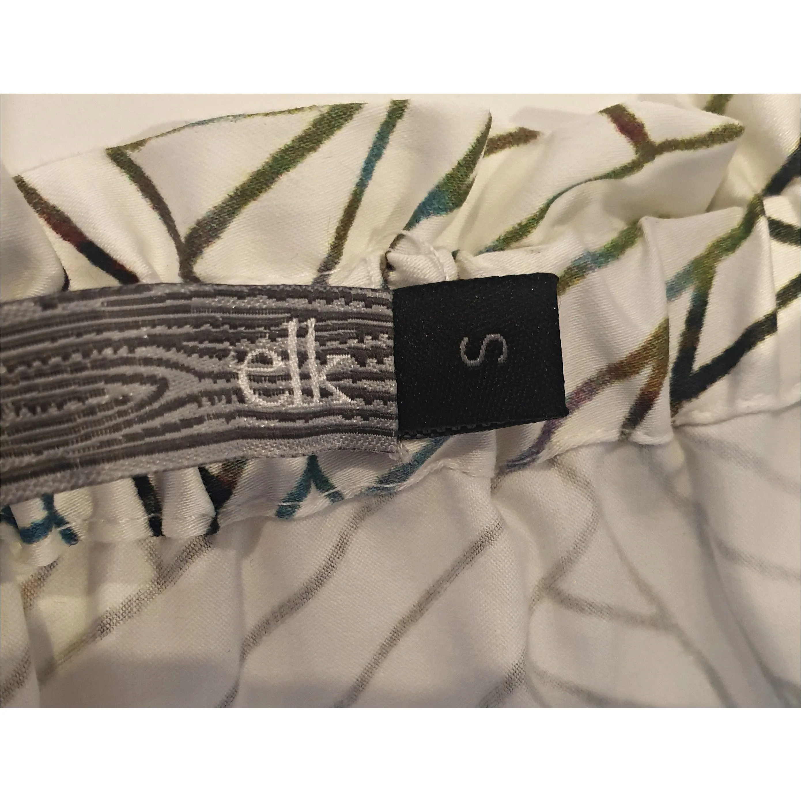Elk white straw print skirt with elastic waist tie size S (best fits 8)