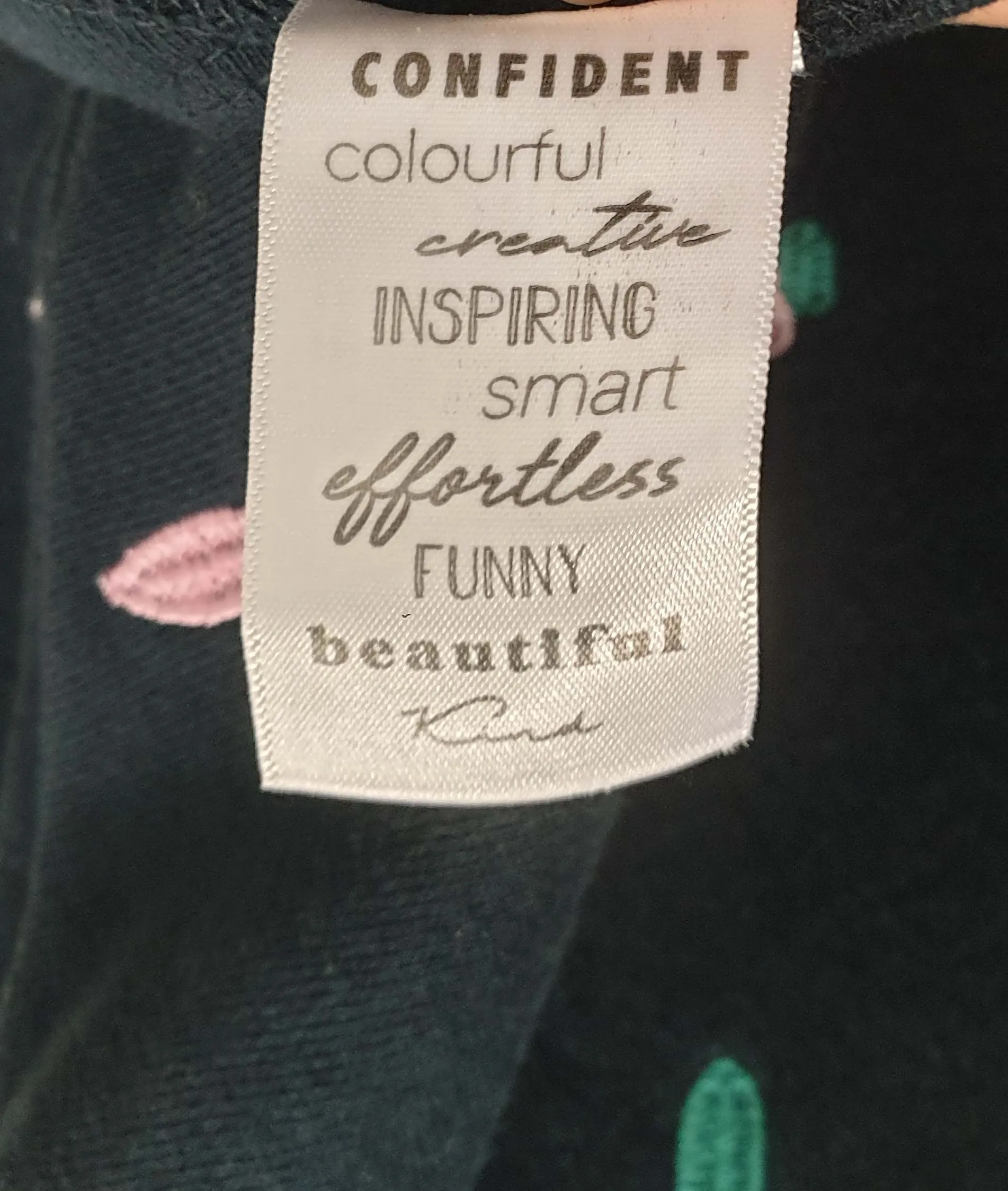 Elm navy jumper dress with cute pink and green embroidery size 8