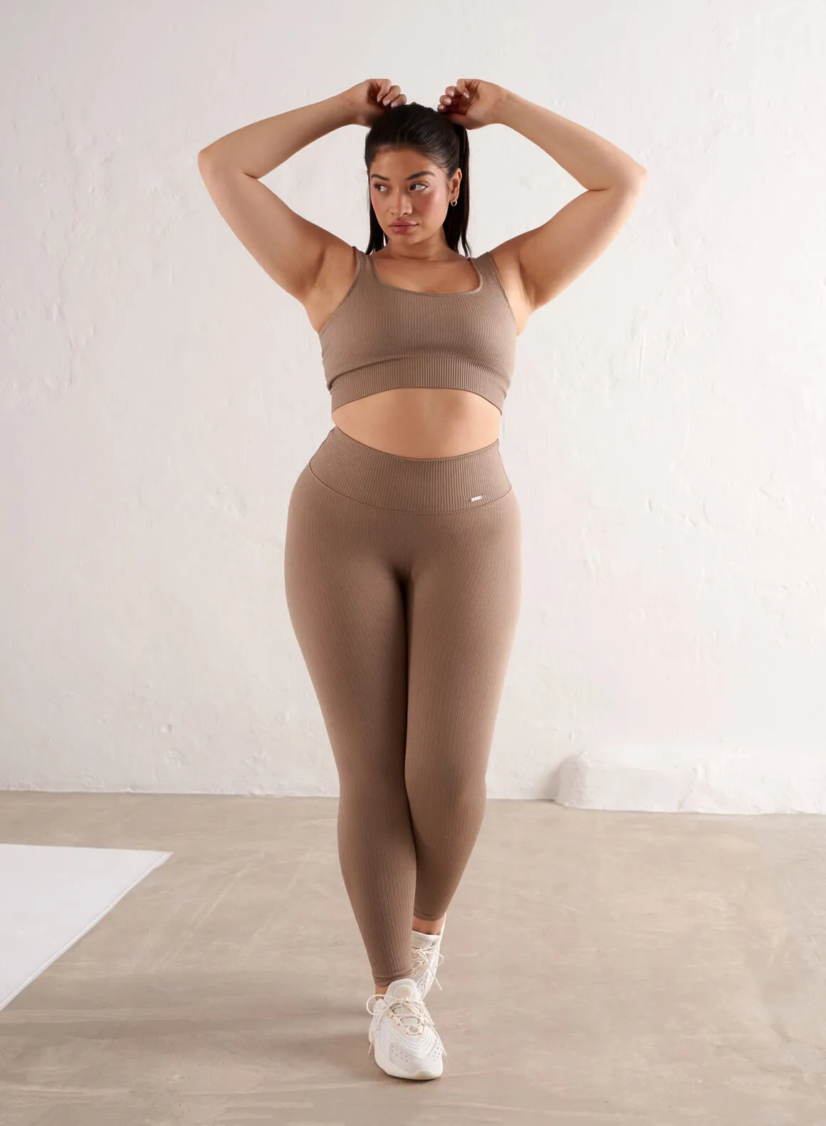Espresso Ribbed Seamless Tights