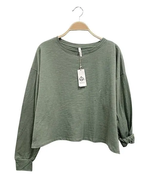 Fabina LA Slub Cotton Oversized Long sleeve Tee - Multiple Colors