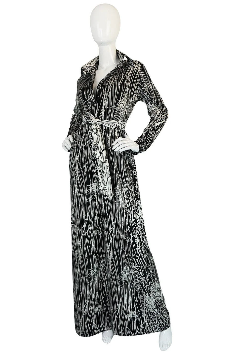 Fabulous 1970s Lanvin Graphic Print Jersey Jumpsuit