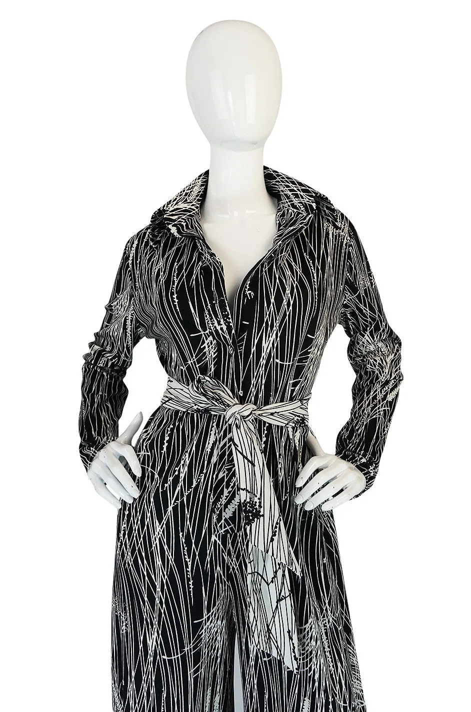 Fabulous 1970s Lanvin Graphic Print Jersey Jumpsuit