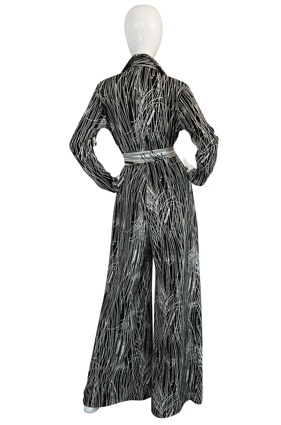 Fabulous 1970s Lanvin Graphic Print Jersey Jumpsuit