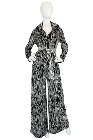 Fabulous 1970s Lanvin Graphic Print Jersey Jumpsuit