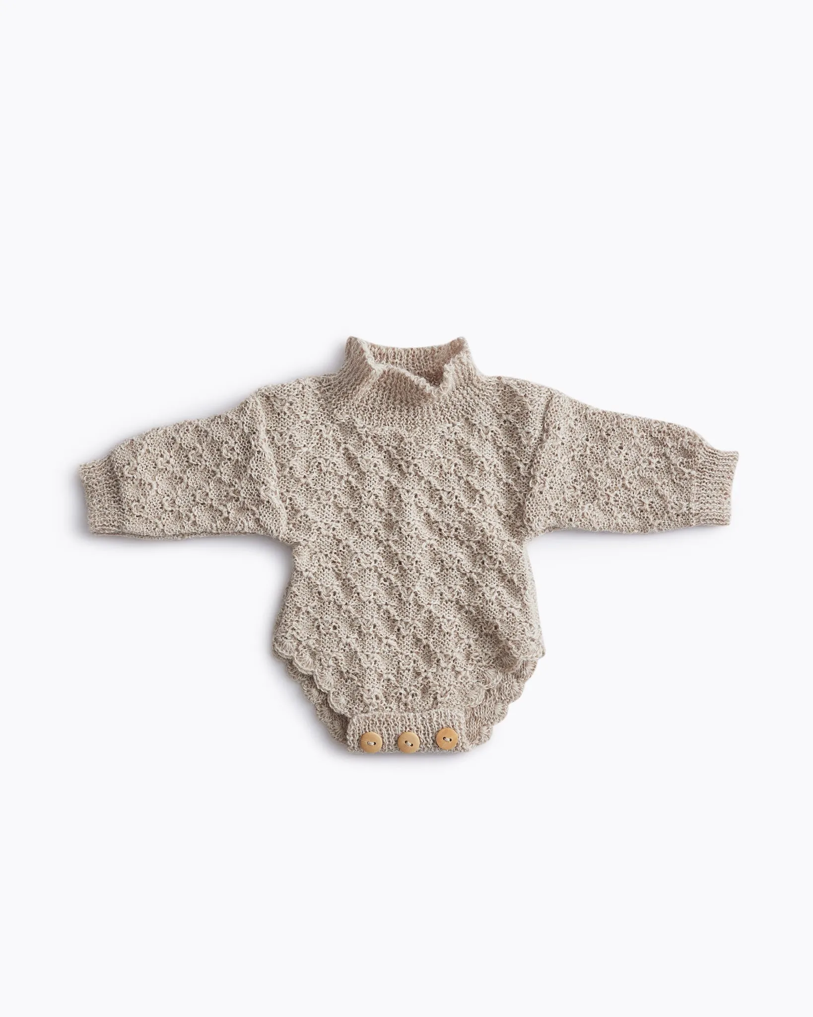 Fern Long sleeved knit romper - Dune