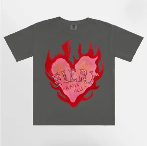 Fiery Boxy Crop Tee - Charcoal