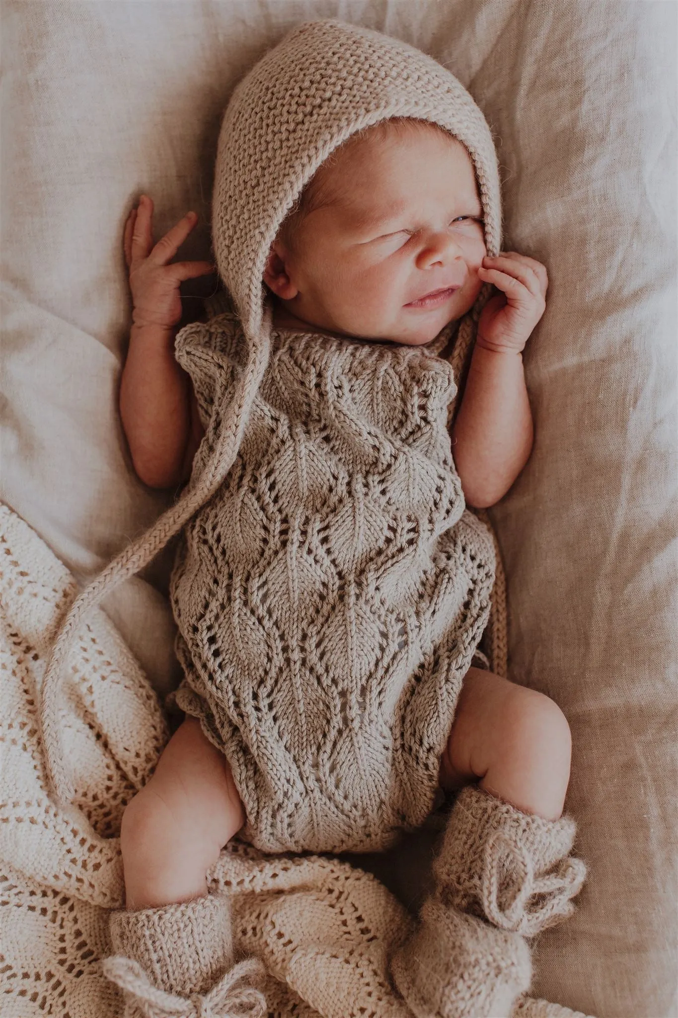 Fleur Sleeveless Baby Romper - Dune