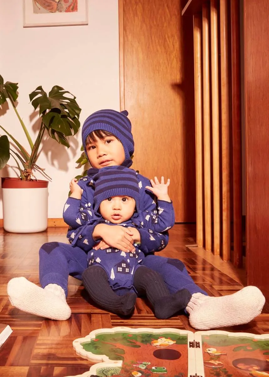 Folksy Set - Blueberry Romper & Tights Set