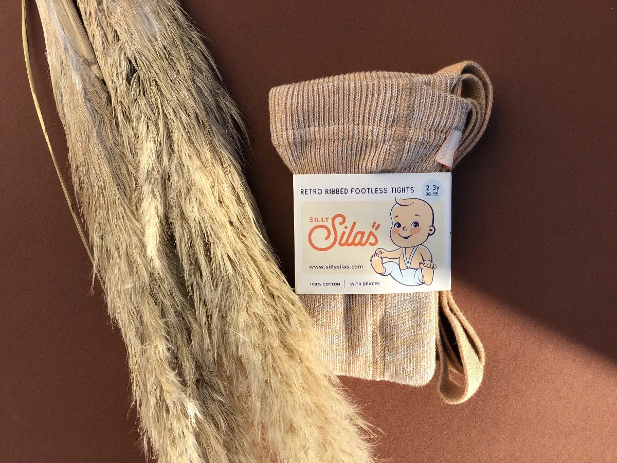 Footless Cotton Tights - Silverly Brown