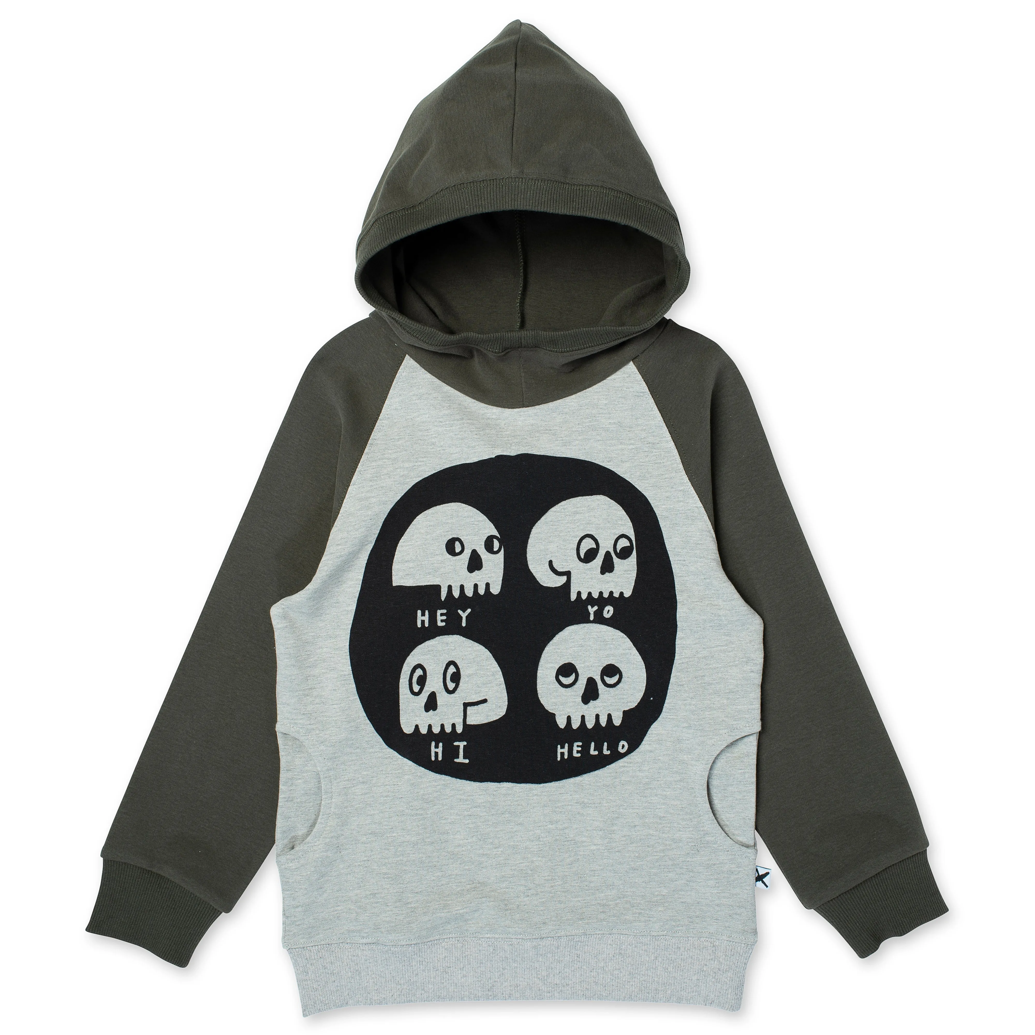 Friendly Skulls Hood - Grey Marle/Khaki