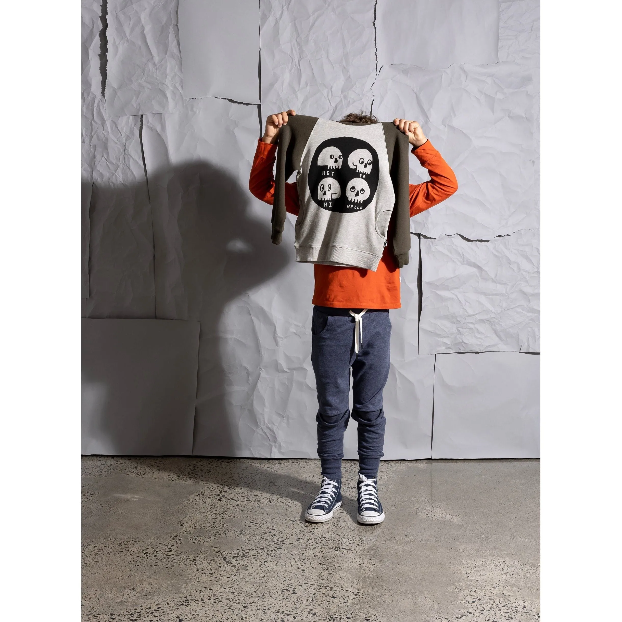 Friendly Skulls Hood - Grey Marle/Khaki