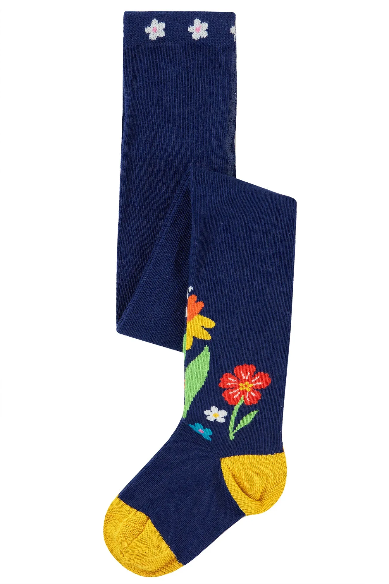 Frugi Little Norah Navy Blue Flowers Tights