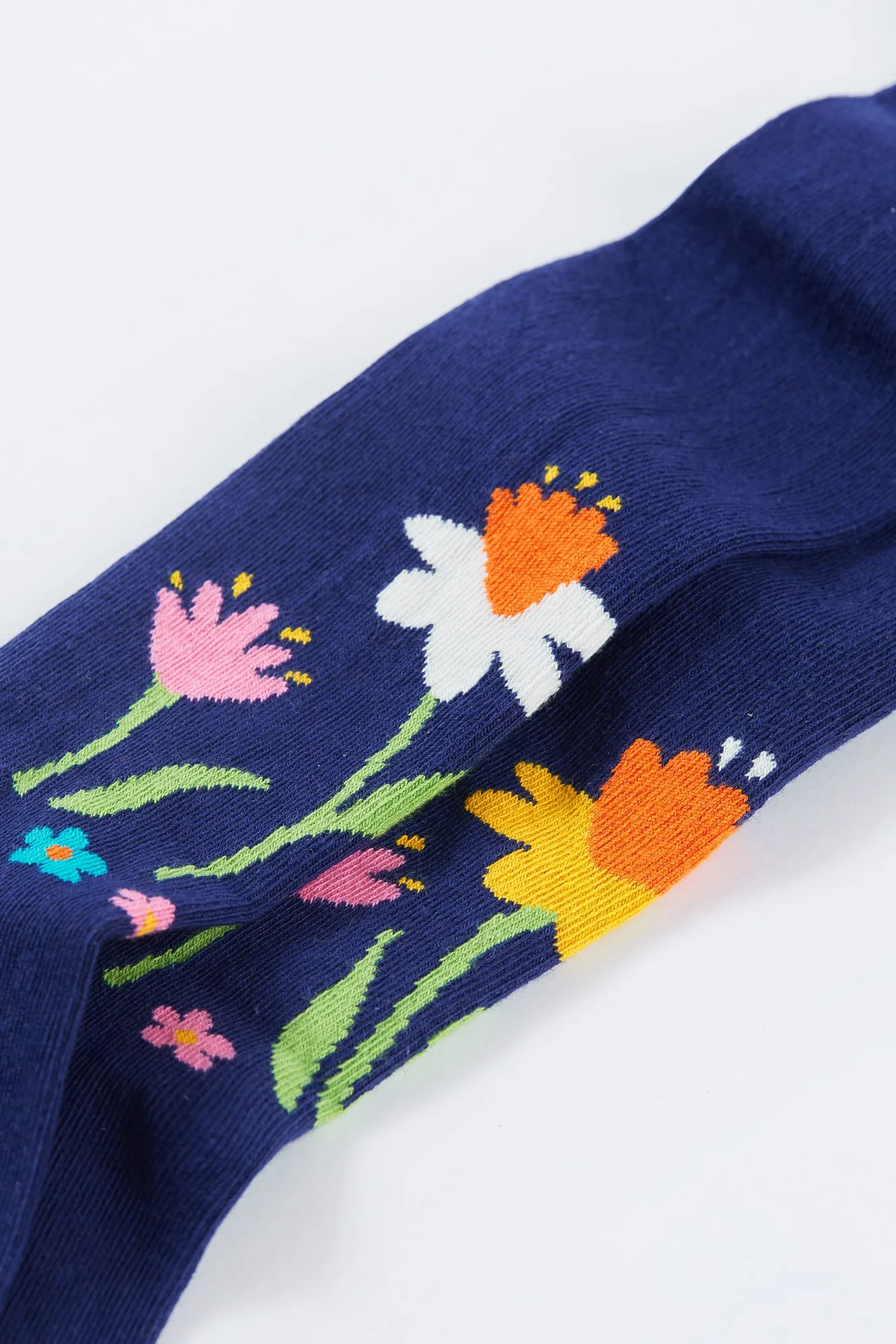 Frugi Little Norah Navy Blue Flowers Tights