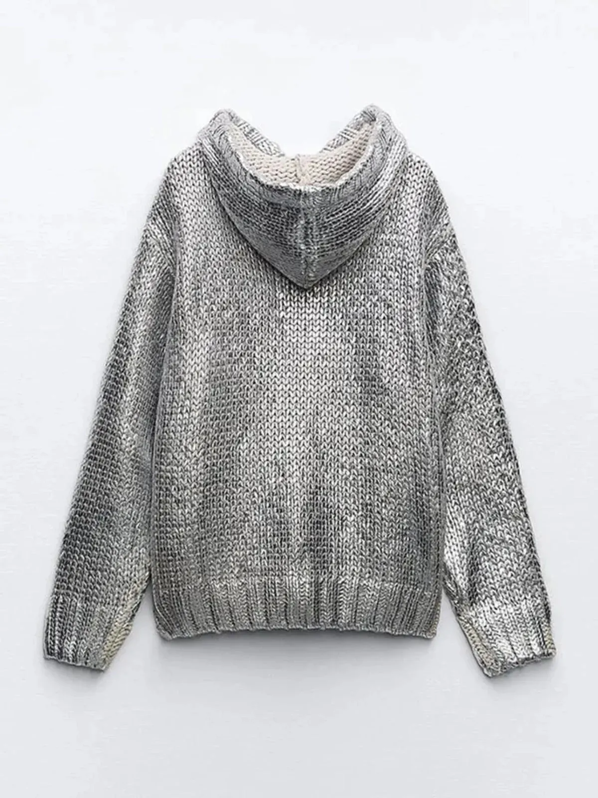 Futuristic Metallic Knitted Hoodie