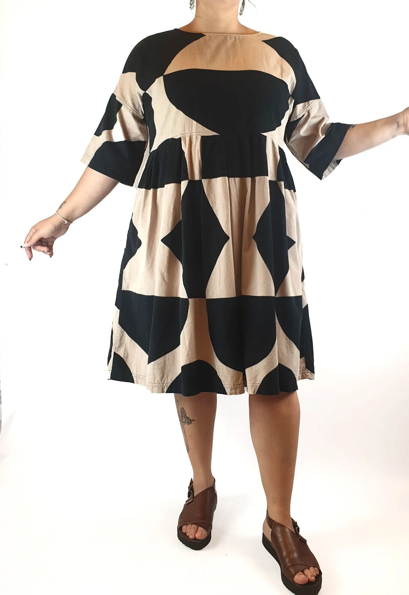Gorman black and beige cord dress size L