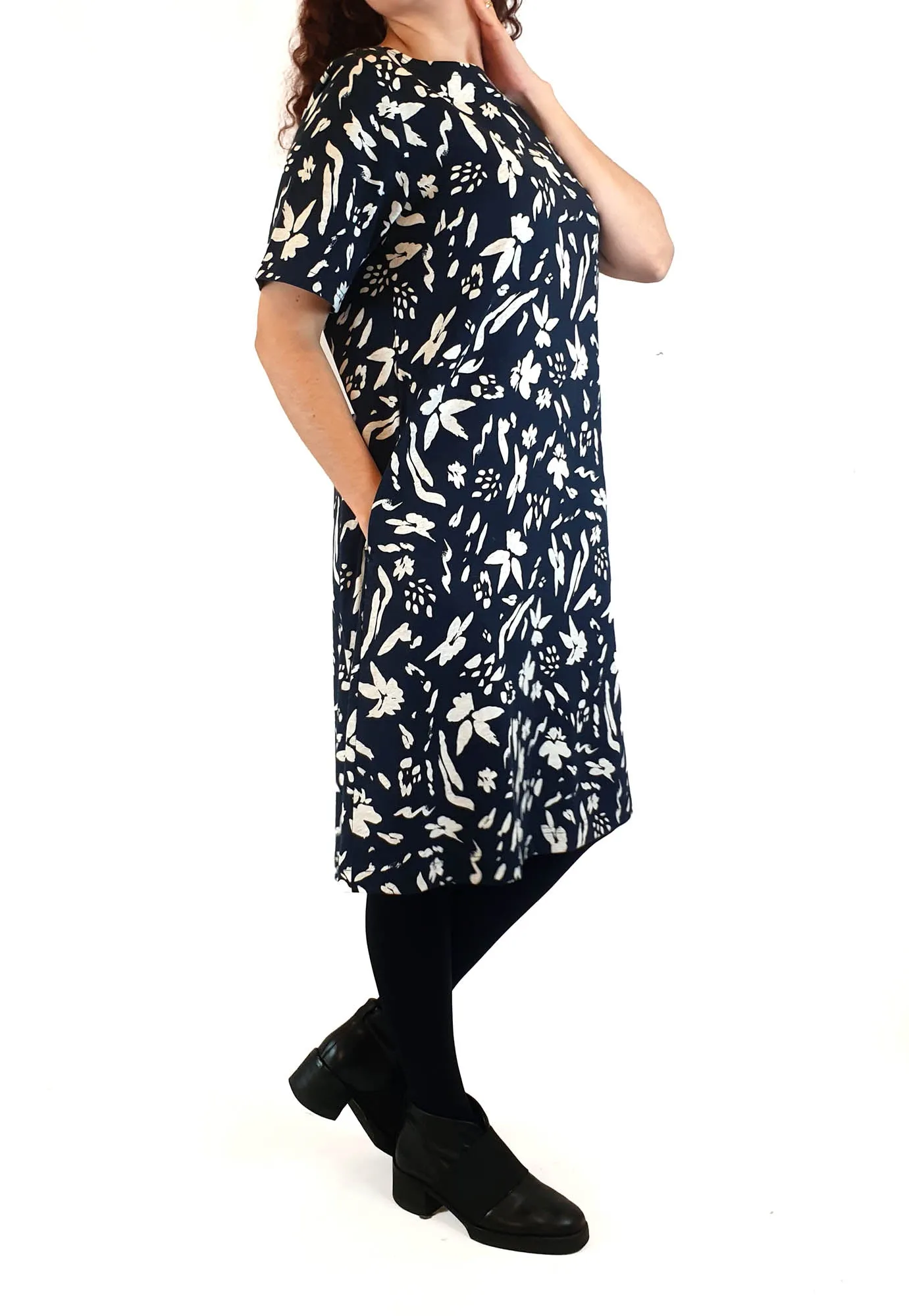 Gorman navy tee shirt dress with floral print size S