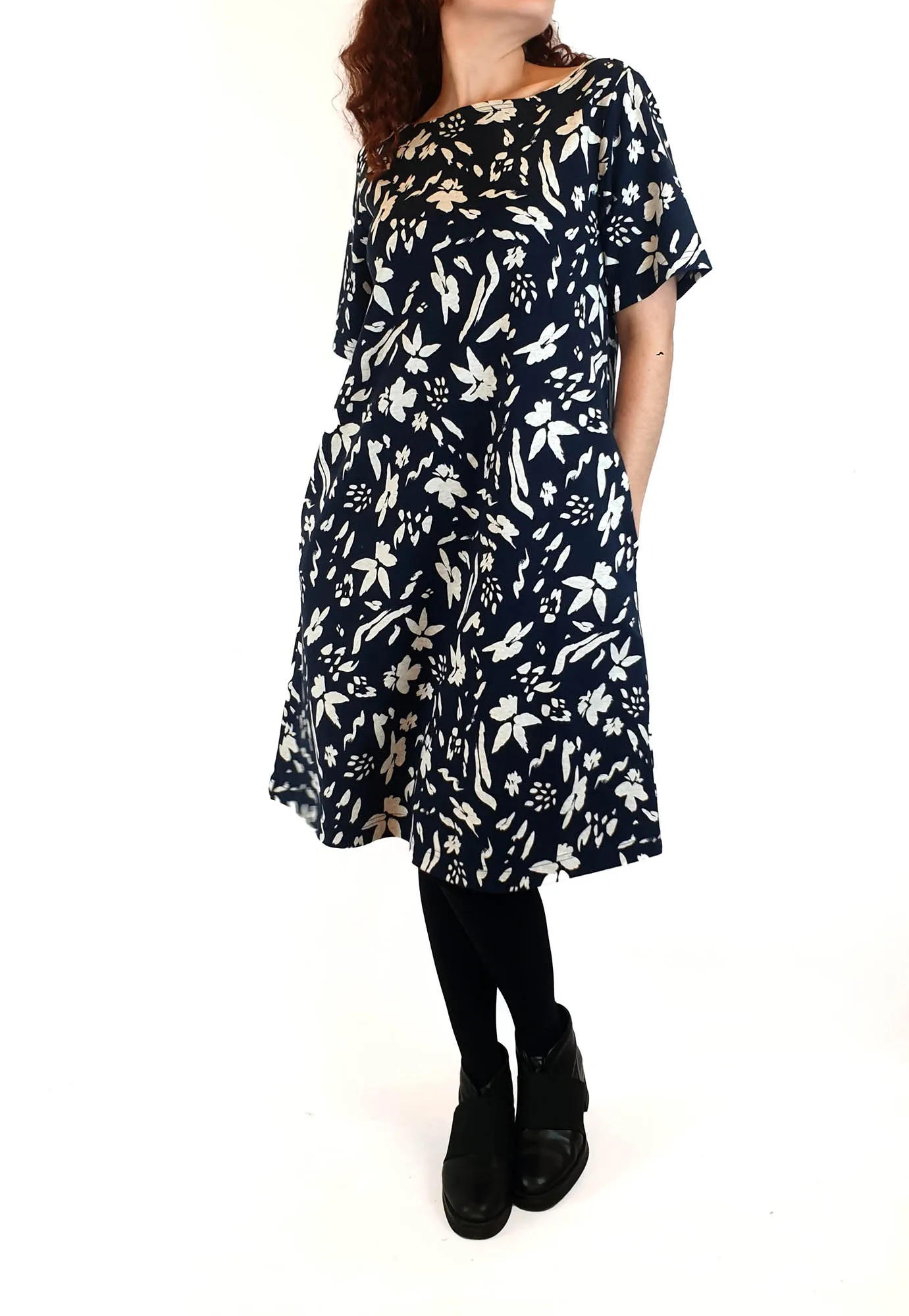 Gorman navy tee shirt dress with floral print size S