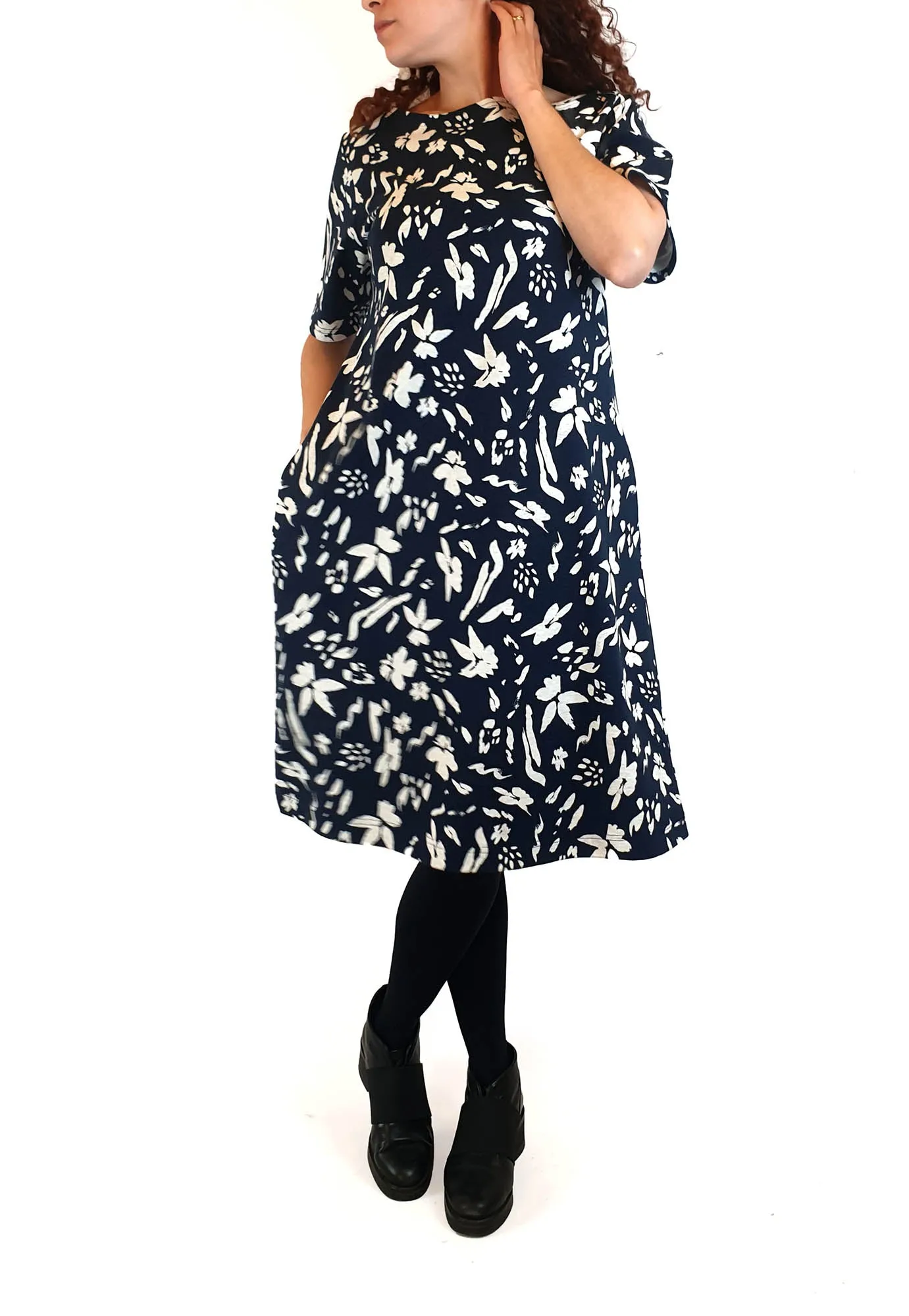 Gorman navy tee shirt dress with floral print size S