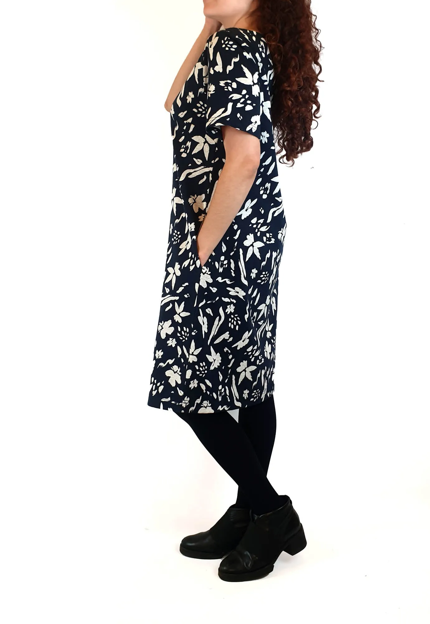 Gorman navy tee shirt dress with floral print size S