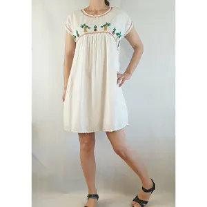 Gorman white 100% cotton dress with tropical  embroydery size 8