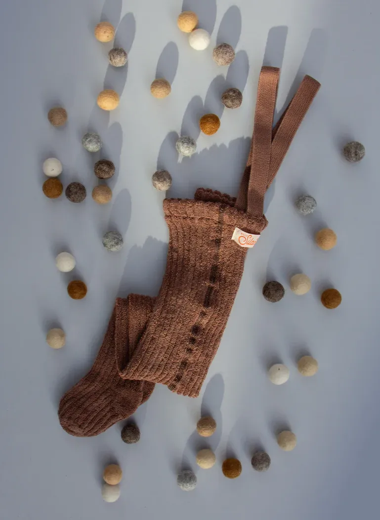 Granny Teddy Footed Tights - Granola