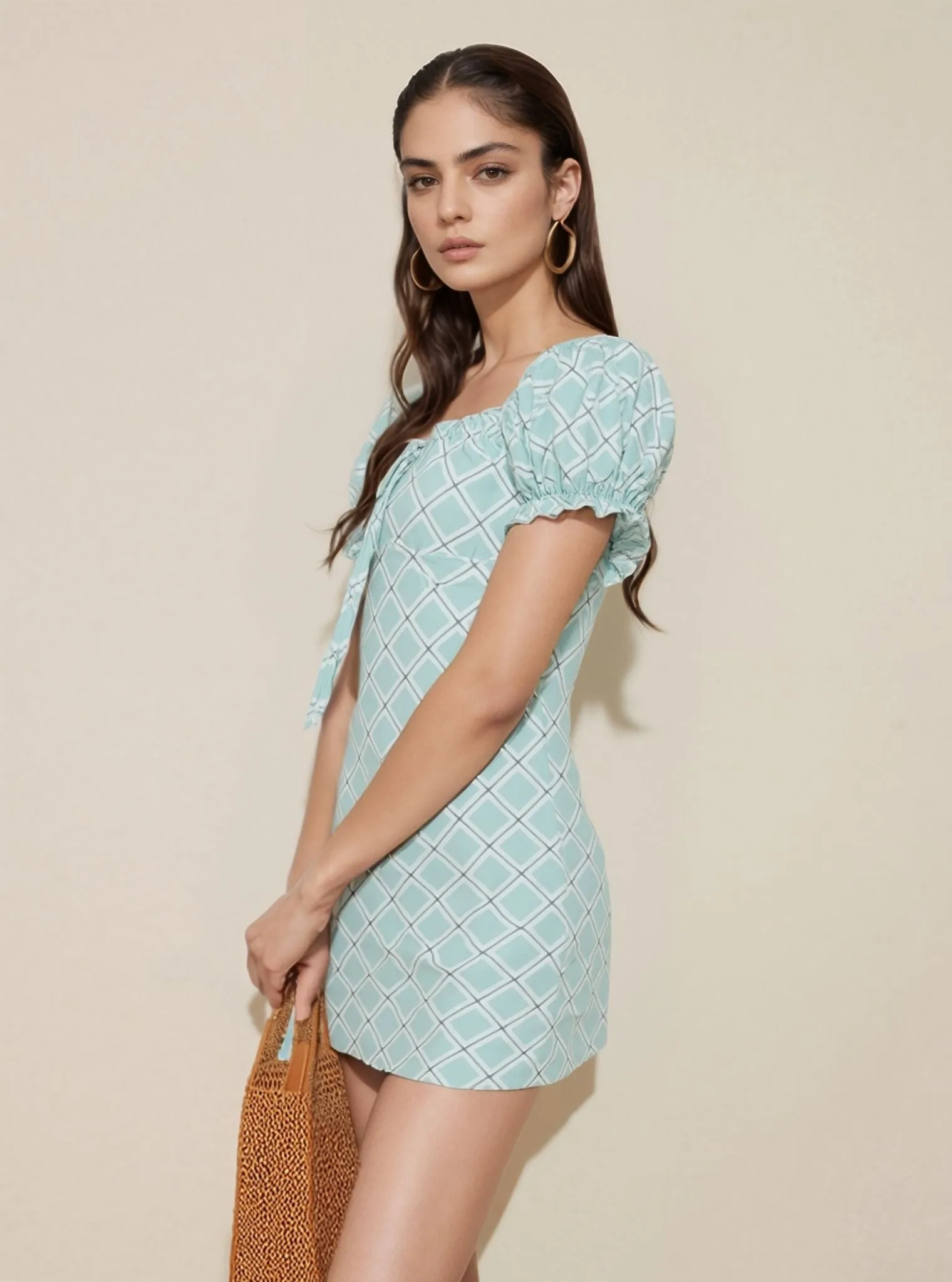 Green Checkered Mini Dress
