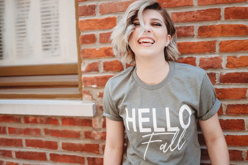 Hello Fall Tee - Military Green