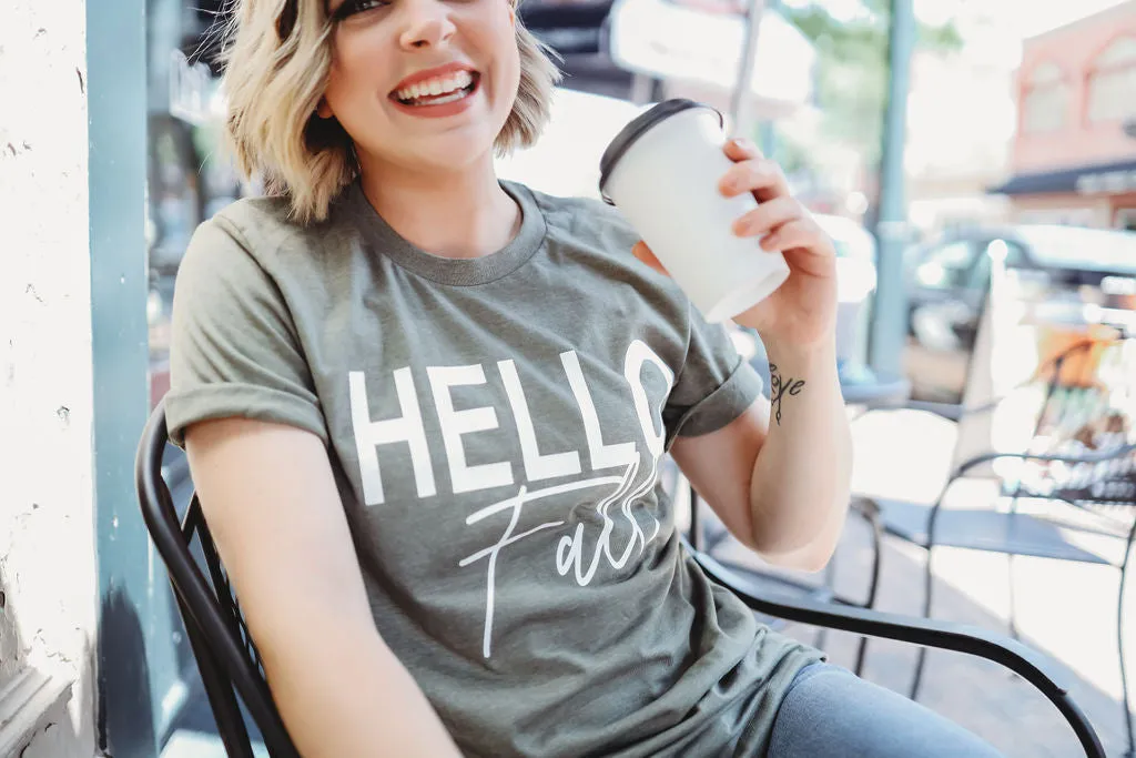 Hello Fall Tee - Military Green