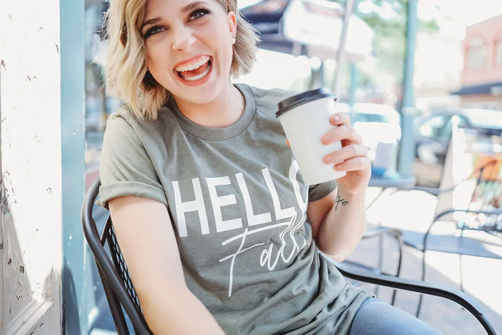 Hello Fall Tee - Military Green