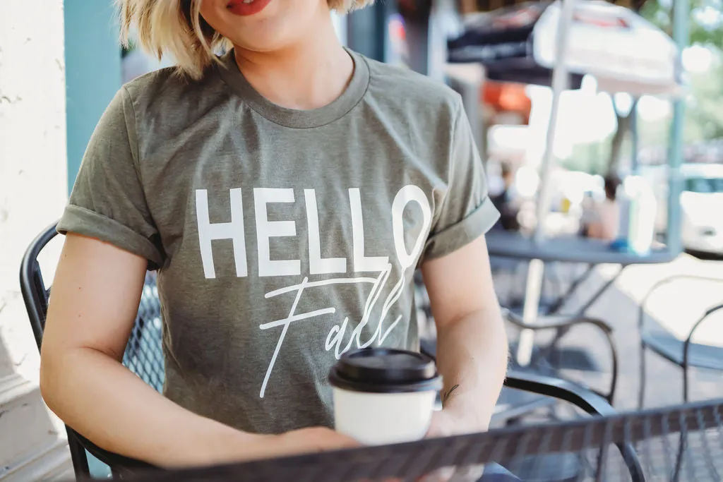 Hello Fall Tee - Military Green