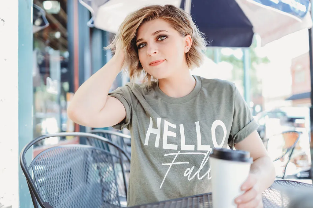 Hello Fall Tee - Military Green