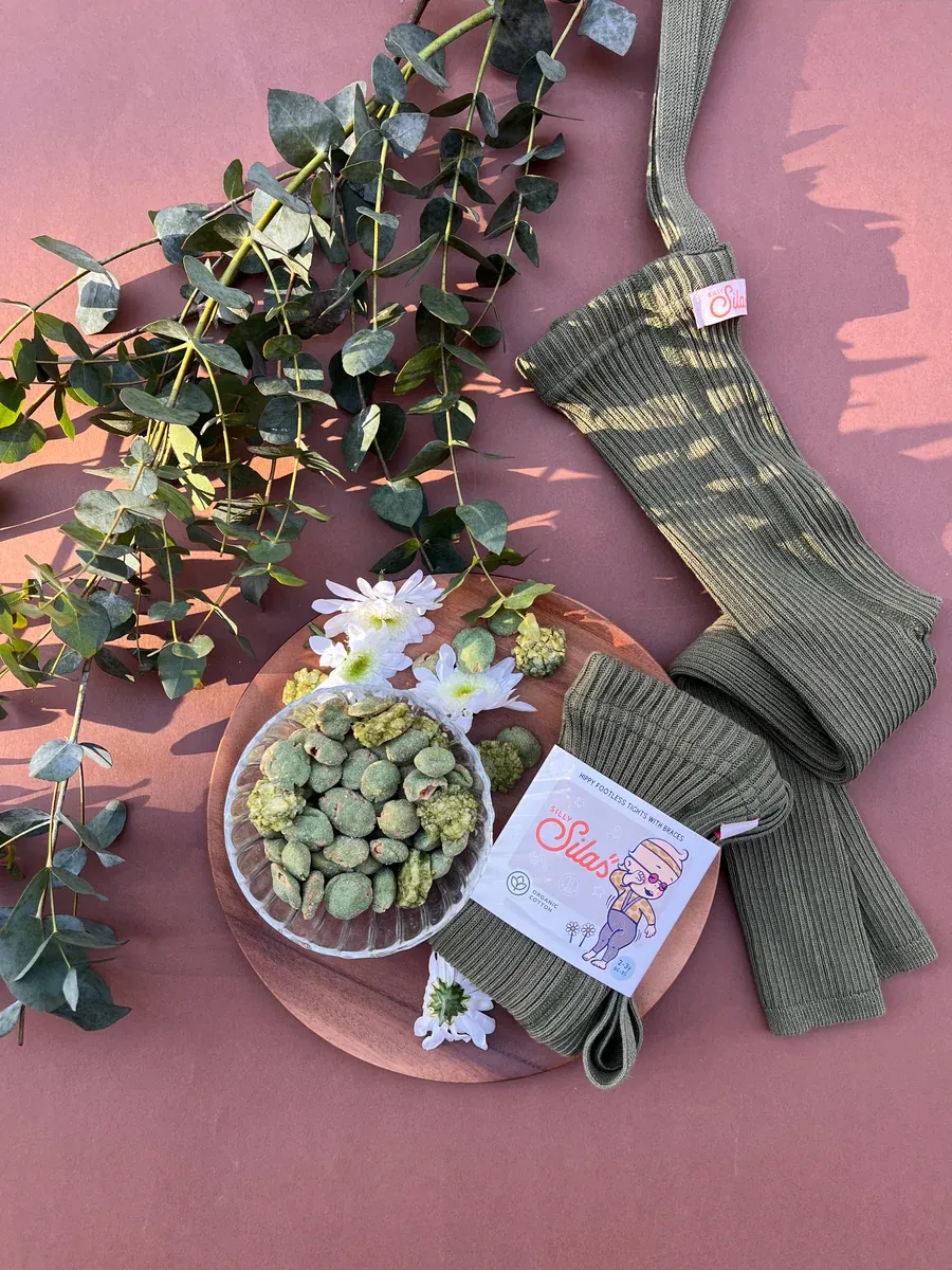 Hippy Footless Cotton Tights - Olive