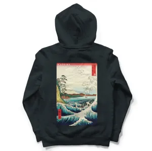 Hiroshige - The Sea at Satta Hoodie - Black