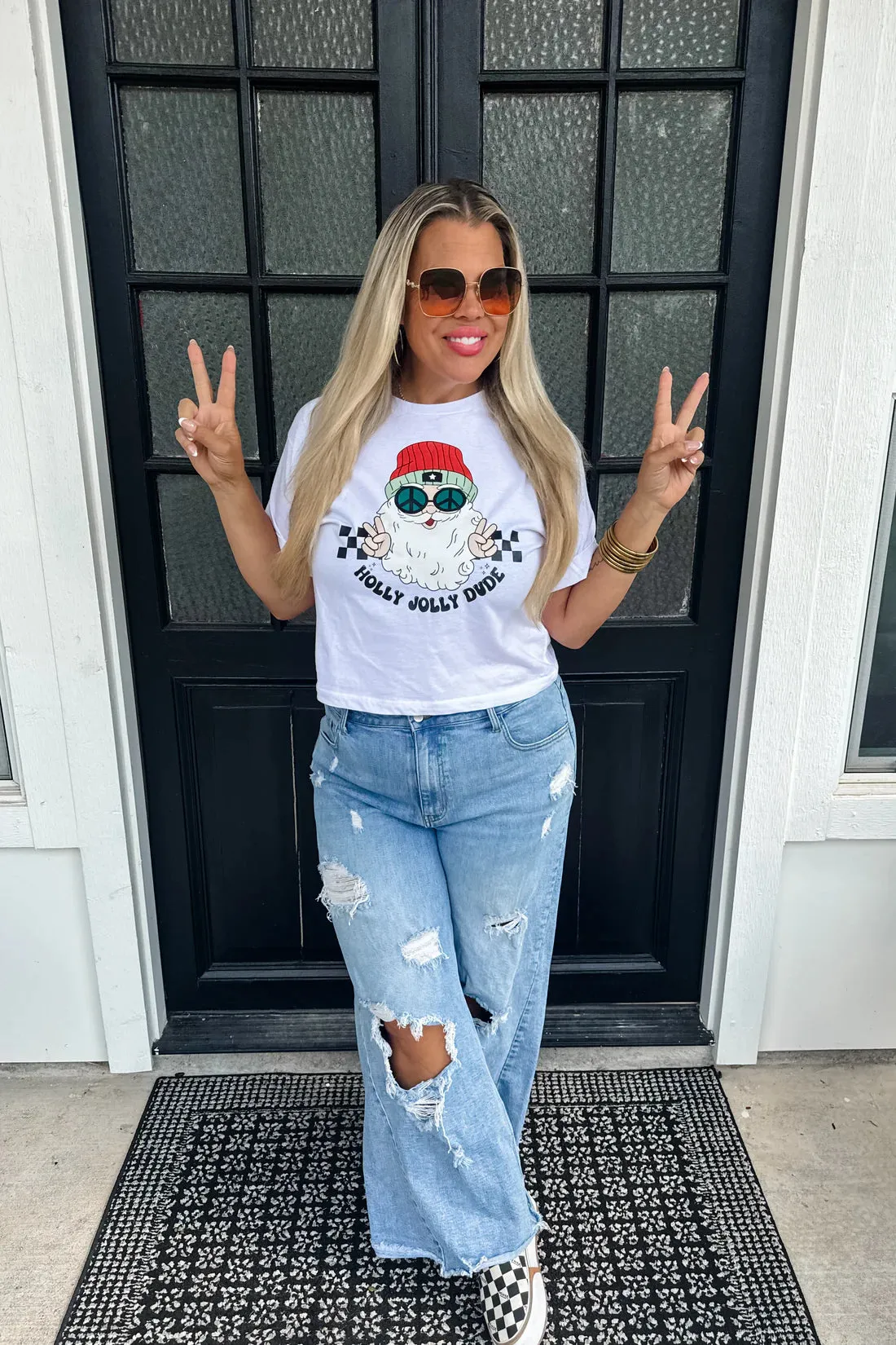 Holly Jolly Dude Graphic Tee (Mid-Crop)