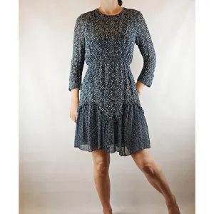 Husk black and white unique print long sleeve dress size 8
