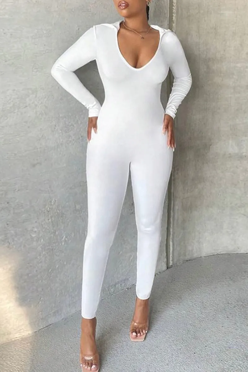 JH0539 Hoodie Bodycon Jumpsuits
